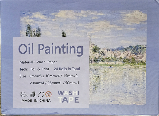 Foil & Print Oil Painting Washi Tape, 24 rolls