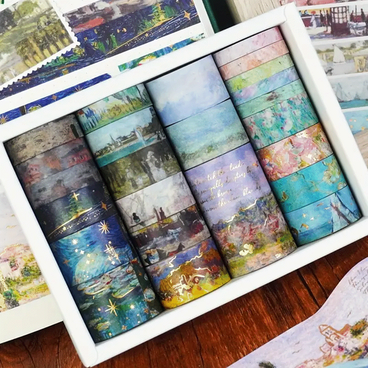 Foil & Print Oil Painting Washi Tape, 24 rolls