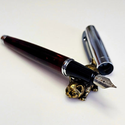 Sheaffer 300 Fountain Pen, Chrome Cap, Iridescent Red Barrel with Chrome Plate Trim