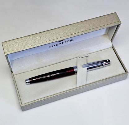 Sheaffer 300 Fountain Pen, Chrome Cap, Iridescent Red Barrel with Chrome Plate Trim